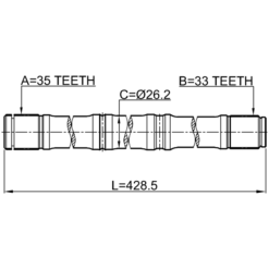 Alternative view of AXLE HALF SHAFT LEFT 33X428X35