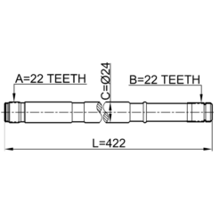 Alternative view of AXLE HALF SHAFT LEFT 22X422X22