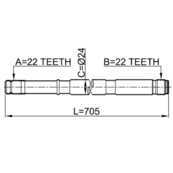 Alternative view of AXLE HALF SHAFT RIGHT 22X705X22