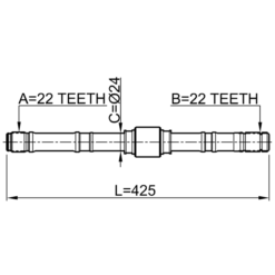 Alternative view of AXLE HALF SHAFT LEFT 22X425X22