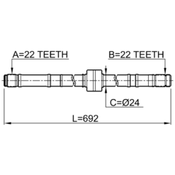 Alternative view of AXLE HALF SHAFT RIGHT 22X692X22