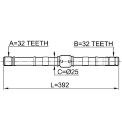 Alternative view of AXLE HALF SHAFT LEFT 32X392X32