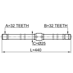 Alternative view of AXLE HALF SHAFT RIGHT 32X440X32