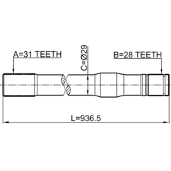 Alternative view of AXLE HALF SHAFT LEFT 31X936.5X28