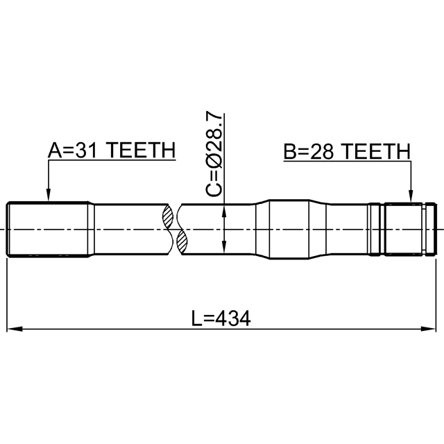 AXLE HALF SHAFT RIGHT 31X434X28 - Image 2