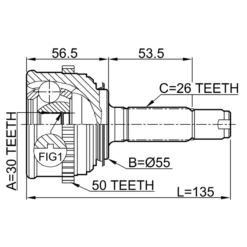 Alternative view of OUTER CV JOINT 30X55X26