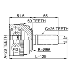 Alternative view of OUTER CV JOINT 28X55X26