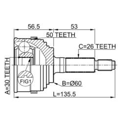 Alternative view of OUTER CV JOINT 30X60X26