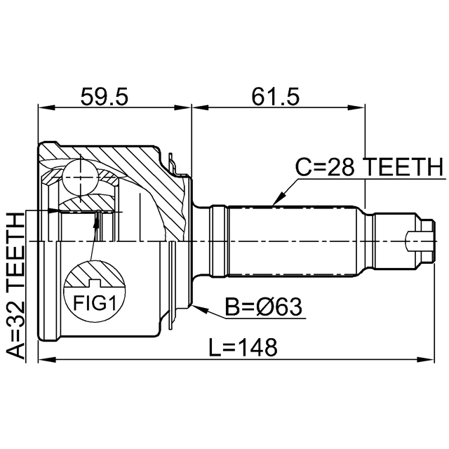 OUTER CV JOINT 32X63X28 - Image 2
