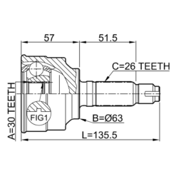 Alternative view of OUTER CV JOINT 30X63X26