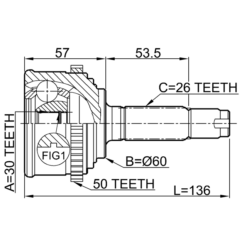 Alternative view of OUTER CV JOINT 30X60X26