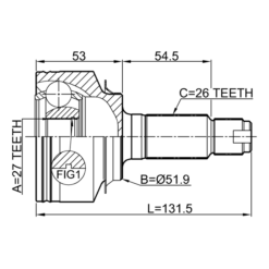 Alternative view of OUTER CV JOINT 27X51.9X26