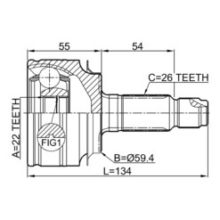 Alternative view of OUTER CV JOINT 22X60X26
