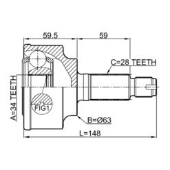 Alternative view of OUTER CV JOINT 34X63X28
