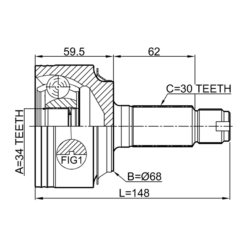 Alternative view of OUTER CV JOINT 34X68X30