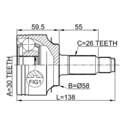Alternative view of OUTER CV JOINT 30X58X26