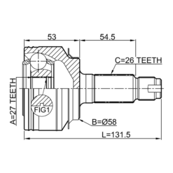 Alternative view of OUTER CV JOINT 27X57.5X26
