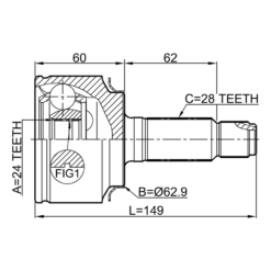 Alternative view of OUTER CV JOINT 24X63X28