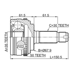 Alternative view of OUTER CV JOINT 35X66X30