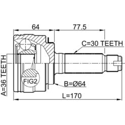 Alternative view of OUTER CV JOINT 36X64X30