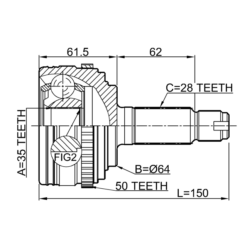 Alternative view of OUTER CV JOINT 35X62X28