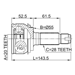 Alternative view of OUTER CV JOINT REAR 20X29.4X28