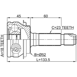 Alternative view of OUTER CV JOINT REAR 18X52X23