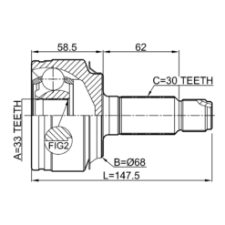 Alternative view of OUTER CV JOINT 33X68X30