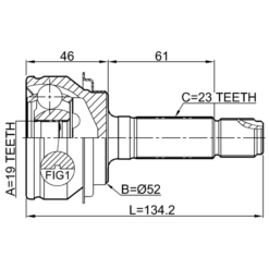 Alternative view of OUTER CV JOINT REAR 19X52X23
