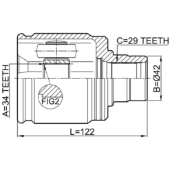 Alternative view of INNER CV JOINT RIGHT 34X43X29