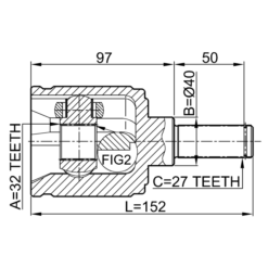 Alternative view of INNER CV JOINT LEFT 32X40X27