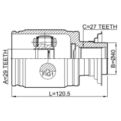 Alternative view of FRONT INNER CV JOINT RIGHT 29X40X27