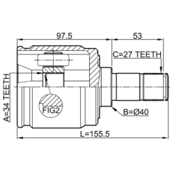 Alternative view of INNER CV JOINT LEFT 34X40X27