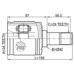 Alternative view of INNER CV JOINT LEFT 34X40X29
