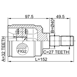 Alternative view of INNER CV JOINT RIGHT 32X40X27