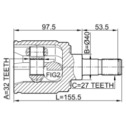 Alternative view of INNER CV JOINT RIGHT 32X40X27