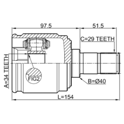 Alternative view of INNER CV JOINT LEFT 34X40X29