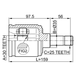 Alternative view of INNER CV JOINT LEFT 30X35X25