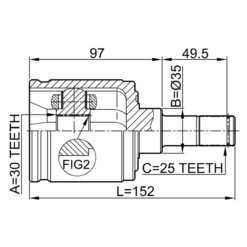 Alternative view of INNER CV JOINT RIGHT 30X35X25