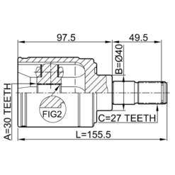 Alternative view of INNER CV JOINT RIGHT 30X40X27