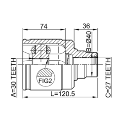 Alternative view of INNER CV JOINT 30X40X27