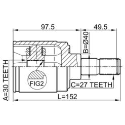 Alternative view of INNER CV JOINT RIGHT 30X40X27