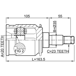 Alternative view of REAR INNER CV JOINT 20X35X23