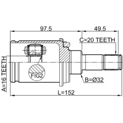 Alternative view of REAR INNER CV JOINT 16X32X20