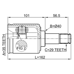 Alternative view of INNER CV JOINT LEFT 35X40X29