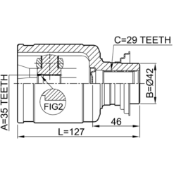 Alternative view of INNER CV JOINT RIGHT 35X42X29