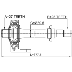 Alternative view of AXLE HALF SHAFT RIGHT 25X377X27