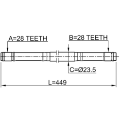 Alternative view of AXLE HALF SHAFT RIGHT 28X449X28