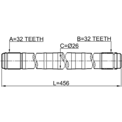 Alternative view of AXLE HALF SHAFT LEFT 32X456X32