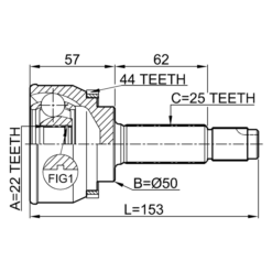 Alternative view of OUTER CV JOINT 22X50X25